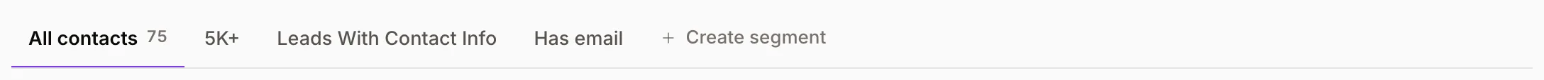 Segment tabs above the Contacts table